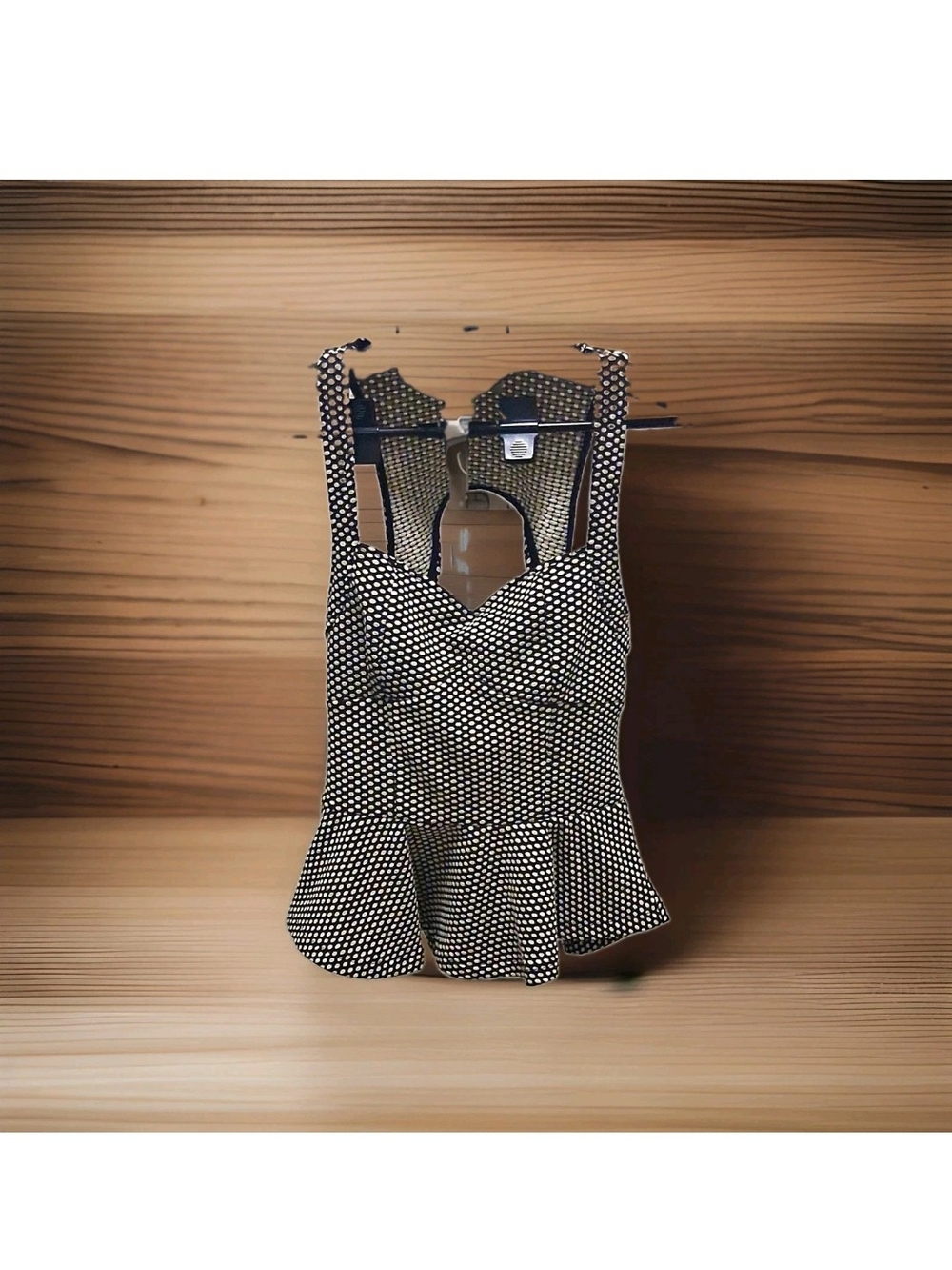 Sans Souci Black and White Polka Dot Peplum Camisole Top